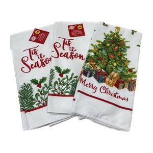 NEW Microfiber Christmas Tree Garland Theme Kitchen Towels 15 x 25 in Set of 3